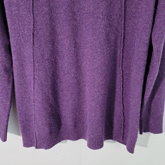 Knit & Link Women's Purple  100% Cashmere V-neck Ribbed Cuffs Sweater Sz Medium - Picture 3 of 11